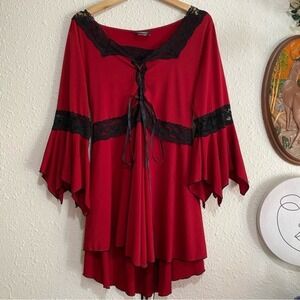 Vtg Dare to Wear women's 5X Red dress Renaissance Victorian Goth Y2K grunge‎